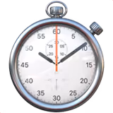 A digital image of a classic silver stopwatch with black numbers and hands.