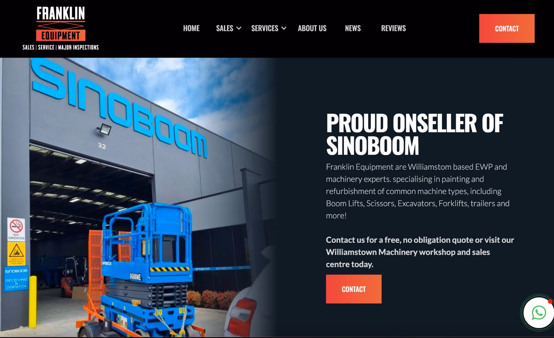 Franklin Equipment desktop view