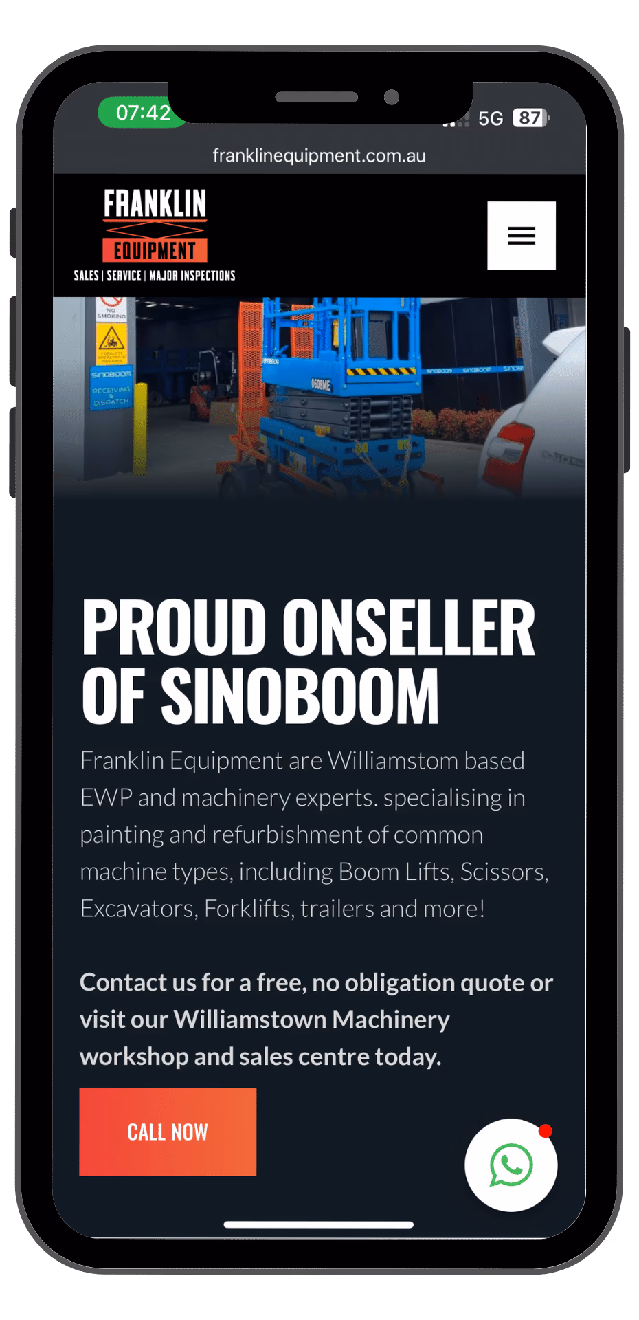 Franklin Equipment mobile view