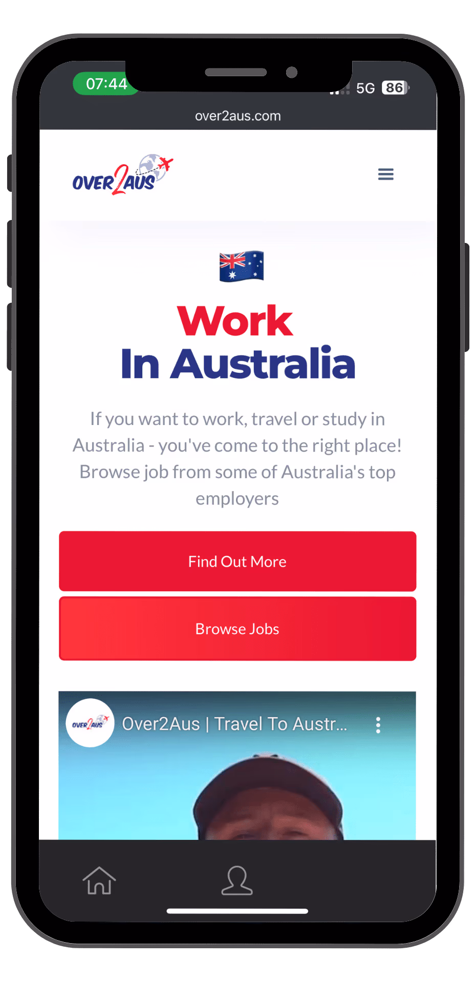 Over2Aus mobile view