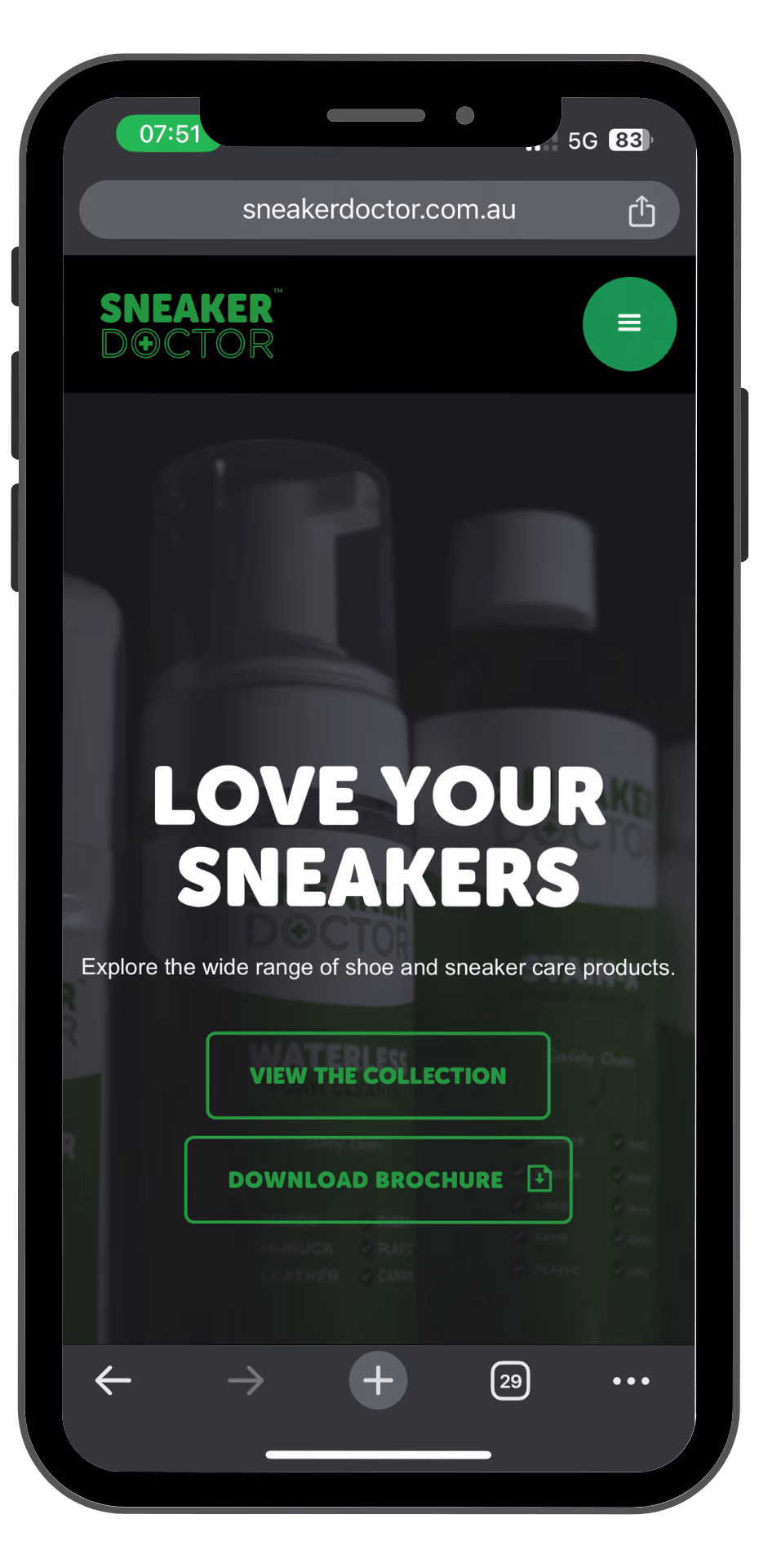 Sneaker Doctor mobile view