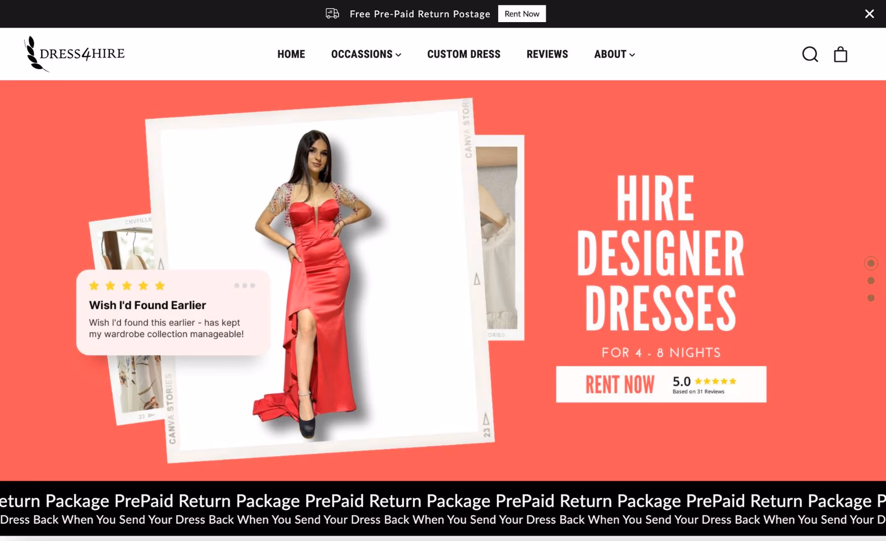 Dress4Hire desktop view