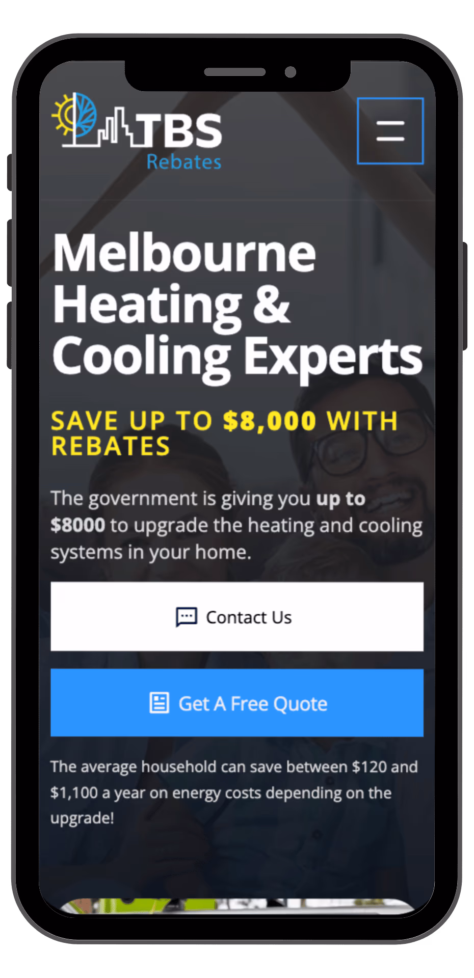 TBS Rebates mobile view