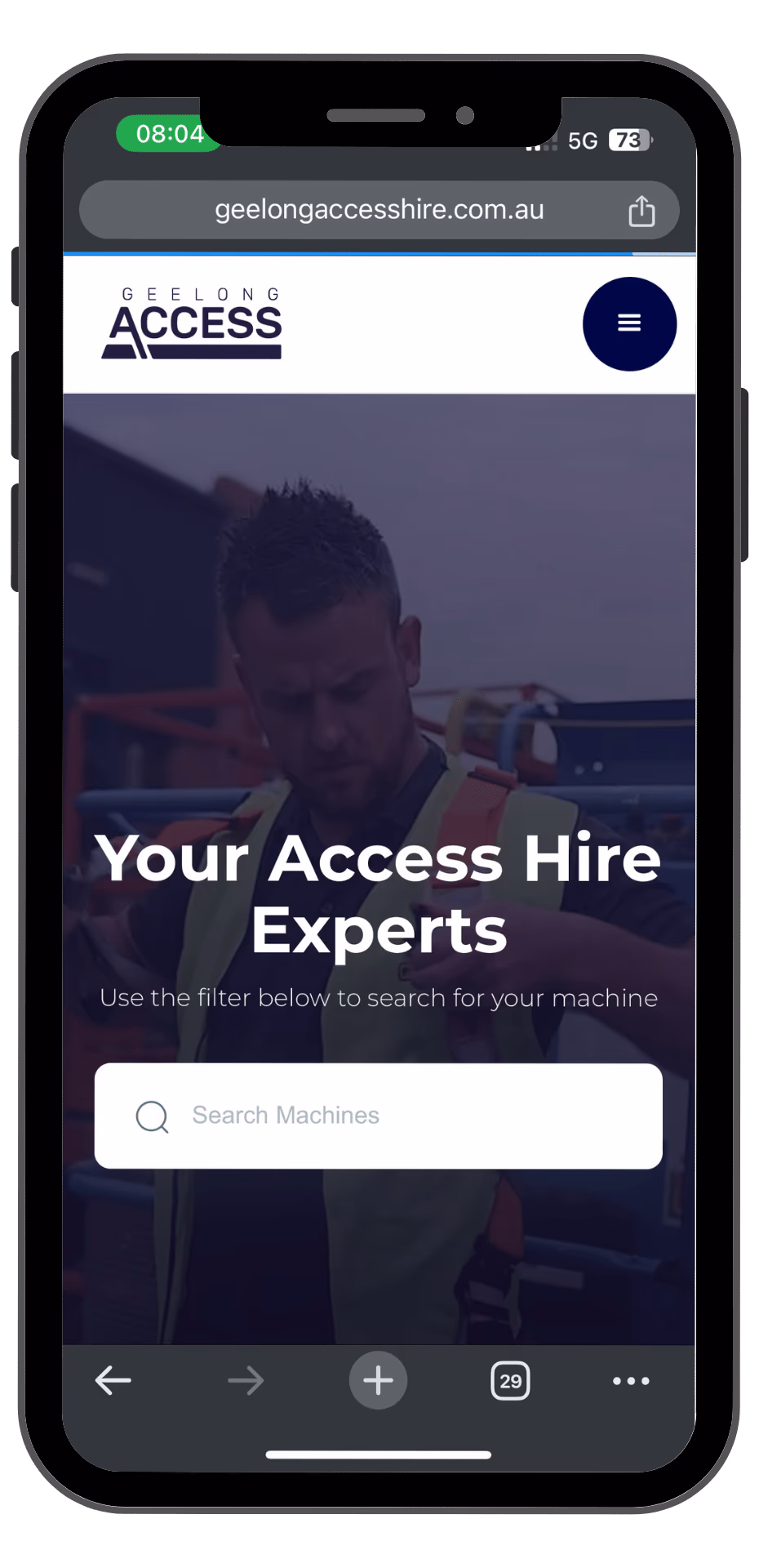 Geelong Access Hire mobile view