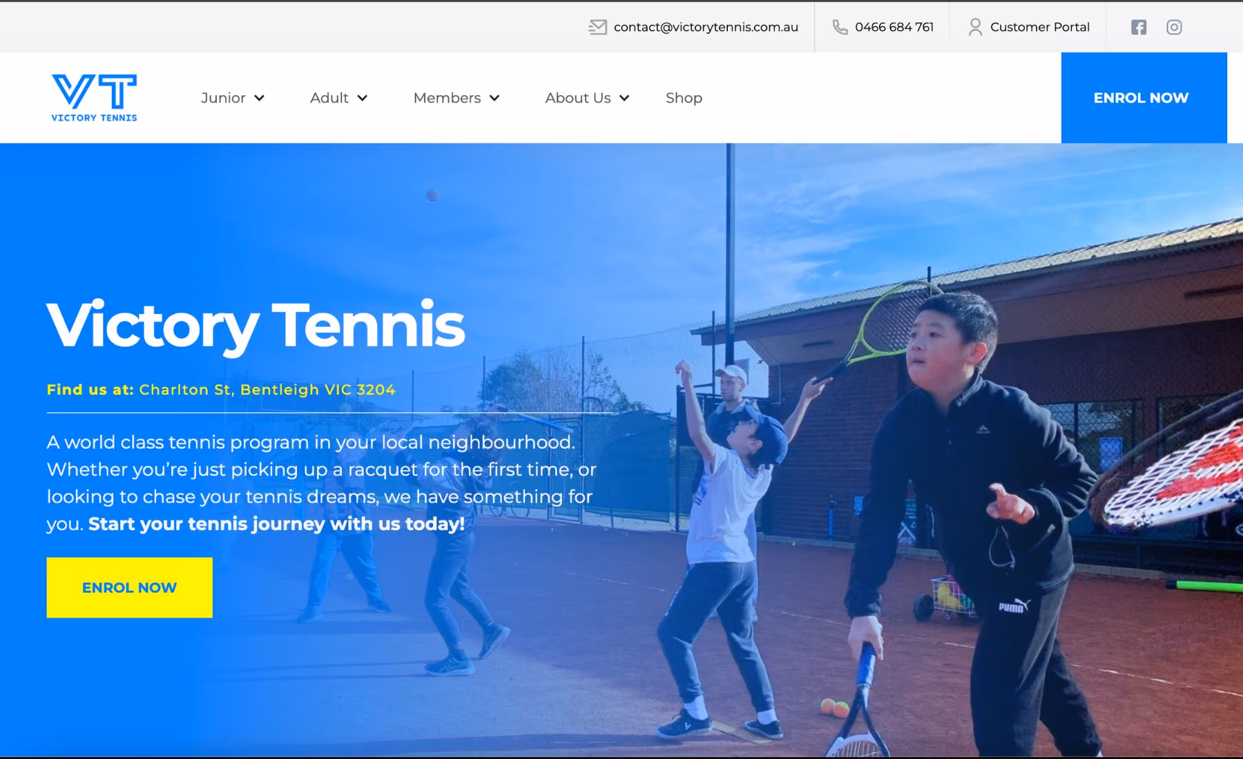 Victory Tennis desktop view