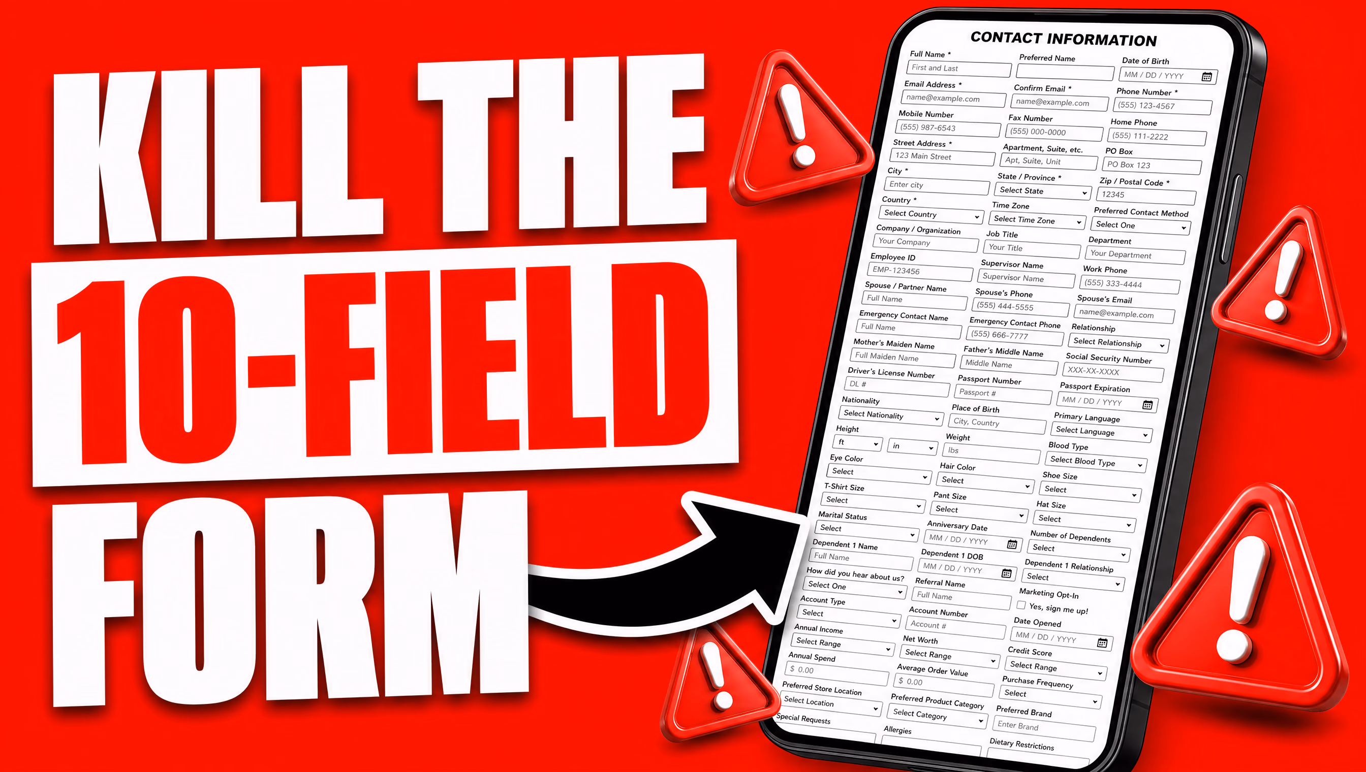 Kill the 10-field contact form — reduce friction to get more leads